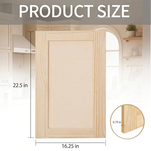 2 Pcs 16.25\" W x22.5 H Unfinished Kitchen Cabinet Doors with 4 Hinges, Shaker Style Cabinet Door Front Replacement for Kitchen, Bathroom, Vanity, Closet - Thumbnail 2