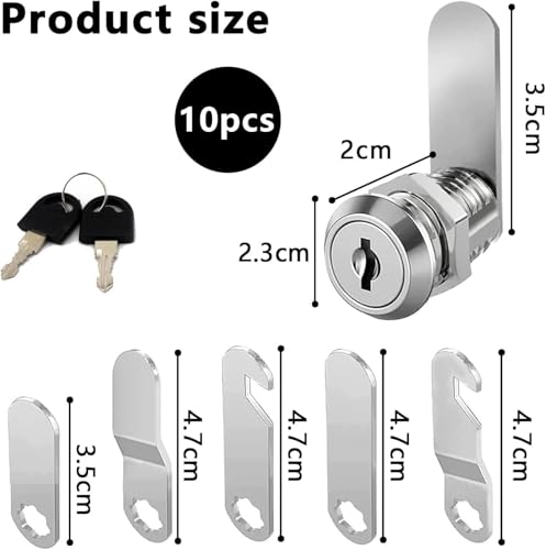Universal Cabinet Lock, Multi-Purpose Cam Lock Including 5 Locks Plate 4 Keys,Durable Multi-Function Letterbox Locker Locks for Cabinet, Cupboard, Mailbox, Drawer, Furniture Door & Post Box