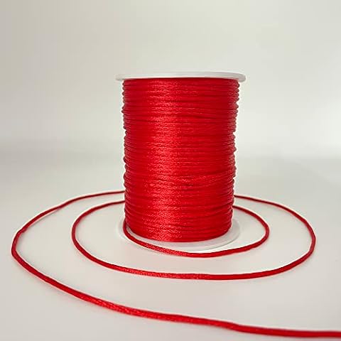 2 mm 330 Feet Satin Nylon Cord String for Jewelry Making Bracelet Necklaces Beading Thread Rattail Macrame Kumihimo Chinese Knot Craft Red Cover