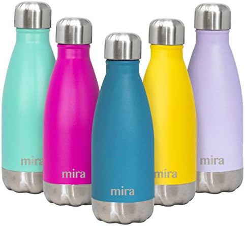 MIRA 12 oz Stainless Steel Vacuum Insulated Water Bottle - Double Walled Cola Shape Thermos - 24 Hours Cold, 12 Hours Hot - Reusable Metal Water Bottle - Kids Leak-Proof Sports Flask - Hawaiian Blue