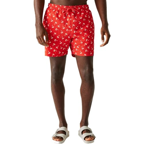 Regatta Loras - Bañador para hombre, Poppy Red Palm Seersucker Coord, Small