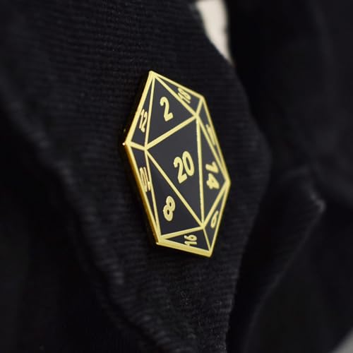 Clayton Jewelry Labs D20 Twenty-Sided Dice Hard Enamel Lapel Pin (Gold/Black) by Clayton Jewelry Labs - Image 3