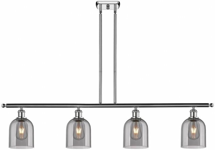 Innovations Lighting 516-4I-PC-G558-6SM Bella - 4 Light Stem Hung Island in Industrial Style-10 Inches Tall and 48 Inches Wide, Finish Color: Polished Chrome, Glass Color: Light Smoke