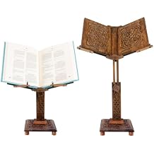 Adjustable Carved Wooden Book Stand | Quran, Bible Holder Lectern | Dictionary, Cookbook Stand