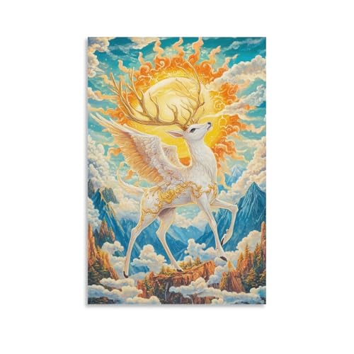 Tableau impression sur toile pour habiller un mur vide dieu cerf 50x75