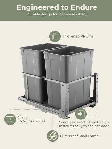 Caneca de basura doble corrediza 70 qt FOHERE miniatura 3