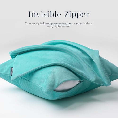 Phantoscope Pack of 2 Velvet Decorative Throw Decorative Pillow Cover Soft Solid Square Cushion Case for Couch Teal 20 x 20 inches 50 x 50 cm