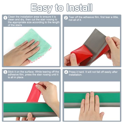 QUARKZMAN 3.2Ft Treppenkantenprofil, 3mm PVC Selbstklebender Treppenkanten-Schutz L-Form Treppenabschluss Treppenstufenkantenverkleidung für den Außen- und Innenbereich, Dunkelgrün/Grau.
