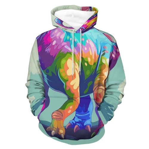 Sweat sweatshirt dinosaures colorés hoodie manches longues homme femme taille S