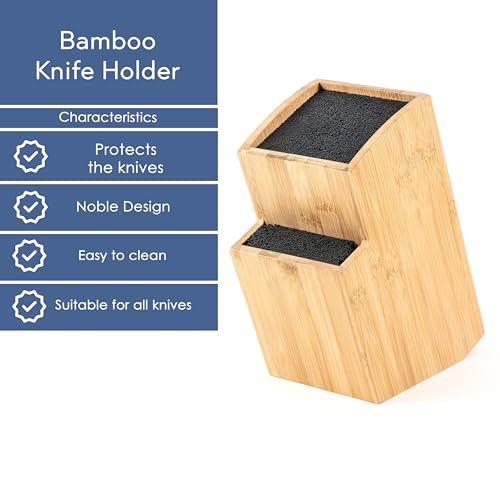 Miniatura 8 de Hanseküche Bloque Para Cuchillos - Soporte Para Cuchillos Sin Cuchillos De Madera Tabla Para Cuchillos Bambú Marrón, Cuadrado Diagonal