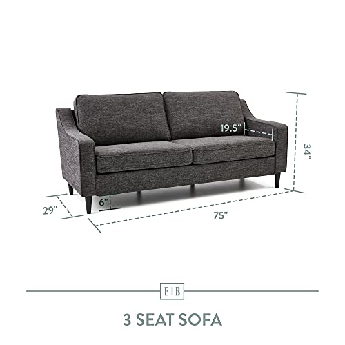 Edenbrook Jensen Upholstered Couch - Couches For Living Room - Charcoal Upholstered Couch - Living Room Furniture - Small Couch - Seats Three - Scoop Arm Modern Couch #TOP2