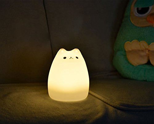 Moebulb Children Night Light 7 Colorful Silicon Cute Cat Led Night Light Lamp Usb Rechargeable Desk Light For Baby Kids Bedside Bedroom Children Study Lamp #TOP3