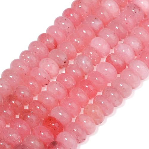 image for Songxi 5x8mm Natural Light Pink Colored Jade Stone Rondelle Beads, 75P