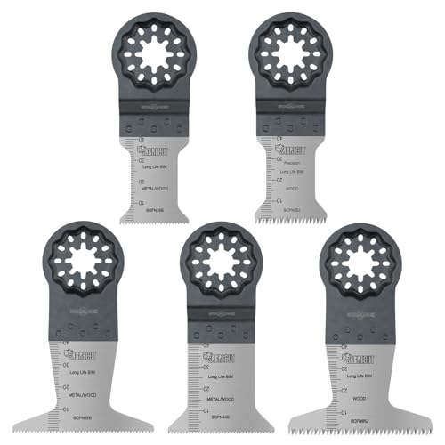 5 x SabreCut SCFNK5 Mix Bimetal (BIM) Long Life Multi Tool Blades Compatible with Bosch Fein Starlock/Starlock Plus and Starlock Max Multi Tool Fitting System and Accessories