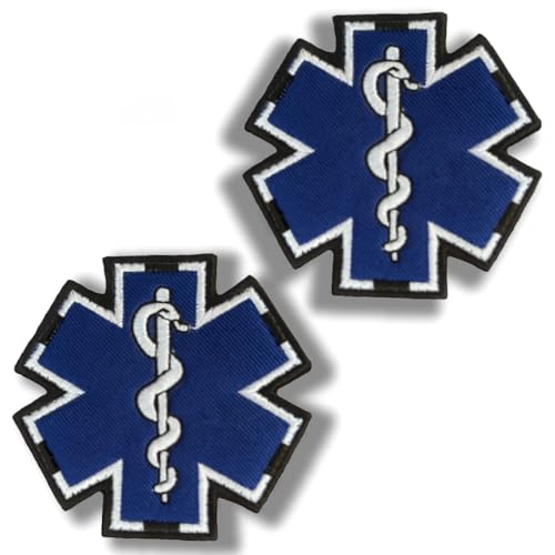 2 Pieces EMT EMS Paramedic Medical Morale Embroidered Hook&Loop Patch for Backpack,Jackets,Biker,Helmet,Bags,Motorcycle,Uniform,Clothes,Vests,First Aid Tactical Military Patches 3.15 * 3.15 Inches