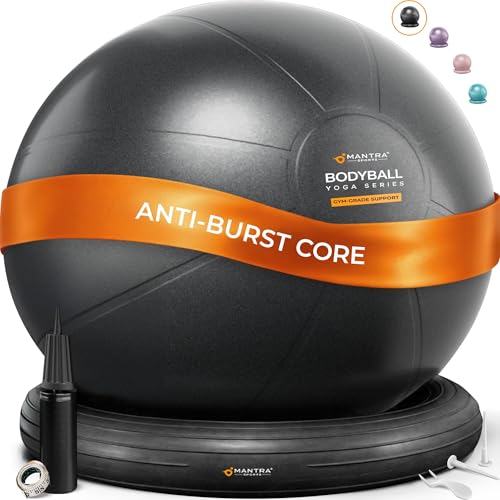 MANTRA SPORTS Yoga Ball Chair - Stability Ball and Exercise with Base for Office Desk Sitting,...