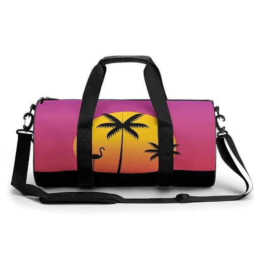 Sac de sport flamant couchant 45x23x23cm, un duffel bag parfait pour voyage et gym