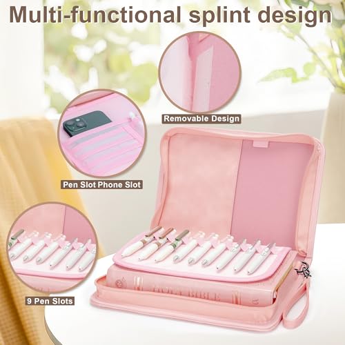 GUEER Bible Cover for Women, Bible Holder, Bible Cover Carrier Carrying Organizer Bag, Zipper and Pockets for Standard Size Bible, Gift for Women(Leather-Pink)