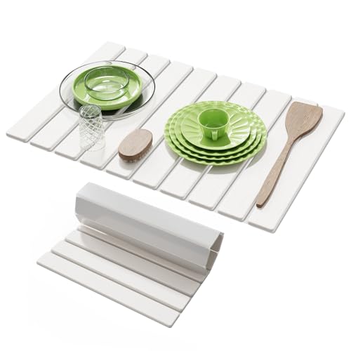 Large Stone Dish Drying Mat for Kitchen Counter,23.6''x15.3'' Foldable Quick