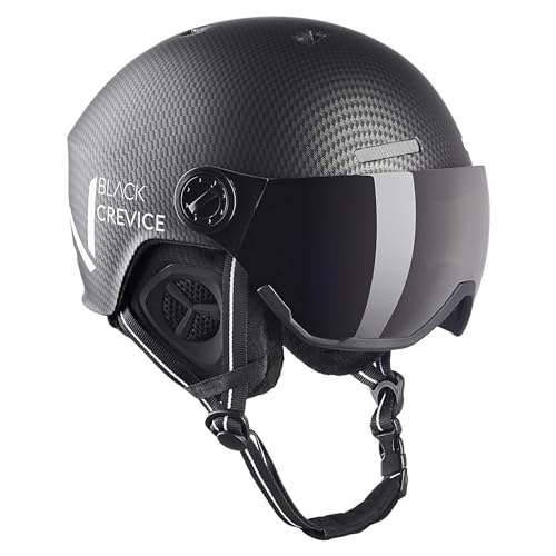 Casco de esquí con visera estilo piloto Black Crevice transpirable para snowboard