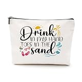 Funny Beach Gifts for Women Cosmetic Bag Vacation Beach Themed Gift for Lovers Bestie Makeup Bag Girls Trip Gifts Travel Stuff Necessities Birthday Christmas Graduation Friendship