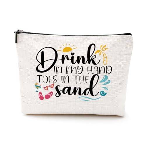 Funny Beach Gifts for Women Cosmetic Bag Vacation Beach Themed Gift for Lovers Bestie Makeup Bag Girls Trip Gifts Travel Stuff Necessities Birthday Christmas Graduation Friendship