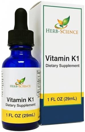 Herb-Science Vitamin K1 Liquid Drops, Safflower Oil, Alcohol-Free, 1 Oz | Made with Only 3 Premium Ingredients, Cold-Processed and Easy to Use, with 36 Servings