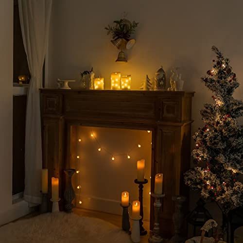 Mozeal LED Flameless Flickering Battery Operated Candles with 11-Key Remote Control,Real Wax Pillar Electric Candles with Timer,Wedding/Tray/Bedroom/Table/Home/Farmhouse/Christmas Decor,Set of 3,Ivory - Thumbnail 4
