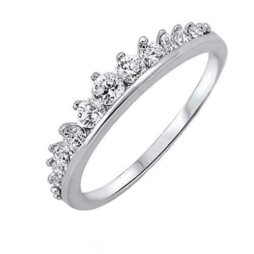 Closeoutwarehouse Clear Cubic Zirconia Journey Tiara Ring 925 Sterling Silver (Comes In Colors) (Sterling, 6) #TOP4