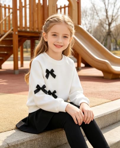 Image of Toddler Girl Clothes Ruffle Long Sleeve Heart Print Tops and Pants 2PC Little Girl Winter Outfits Size (4-7T)