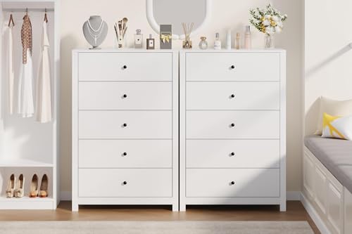 Garvee White 5 Drawer Dresser, 45" Tall Modern Dresser for Bedroom by Garvee - Used condition - Image 3