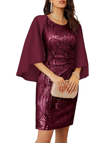 GRACE KARIN 2025 Women's Sequin Dress Mother of The Bride Dress with Chiffon Shrug Formal Wedding Guest Party Dresses