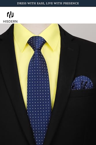 Image of HISDERN Mens Dress Shirt with Tie Pocket Square Set Classic Button Down Shirt Matching Tie Long Sleeve Shirts
