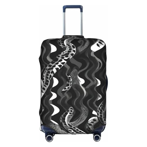 Housse de protection pour bagage XL en polyester lavable blanc motif serpent
