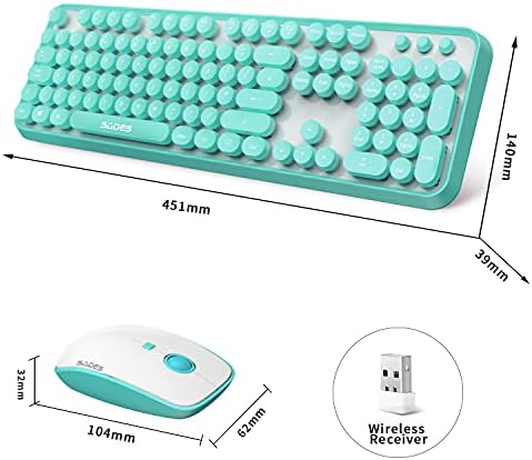 Wireless Keyboard Mouse Combo, SADES Blue Wireless Keyboard and Mouse Set with Long Battery Life, 2.4GHz Dropout-Free Connection for Windows, Desktop, Computer, PC, Laptop, Notebook - QWERTY UK Layout