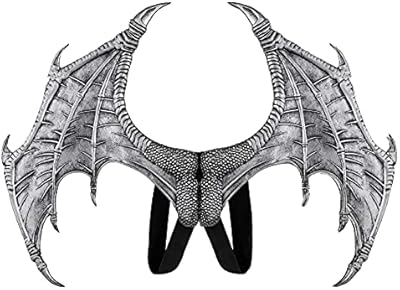 Alodidae Dragon Wings Bat Wing Halloween Mardi Gras Demon Costume Cosplay Accessory (Silver)
