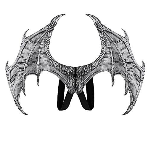 Alodidae Dragon Wings Bat Wing Halloween Mardi Gras Demon Costume Cosplay Accessory (Silver)