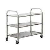 uyoyous Servierwagen 75x40x83.5cm Edelstahl 3 böden Küchenwagen Transportwagen Edelstahl mit 4 360° drehbare Rollen (2X bremsbar) für Restaurant Küchen oder Hotel