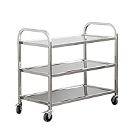 uyoyous Servierwagen 75x40x83.5cm Edelstahl 3 böden Küchenwagen Transportwagen Edelstahl mit 4 360° drehbare Rollen (2X bremsbar) für Restaurant Küchen oder Hotel
