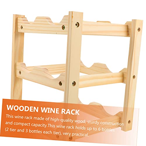 Soporte de madera para botellas de vino, 6 botellas miniatura 2