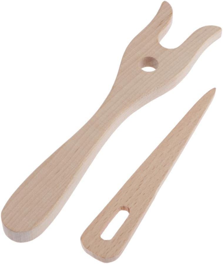 2 Piece Wood Knitting Fork Lucet Tool for Making Laces,