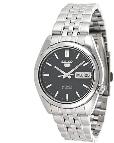 Image of Seiko 5 Men's Black Dial Stainless Steel Band Automatic Watch - SNK357K1, Stainless_Steel, Classic, Stainless_Steel, Classic