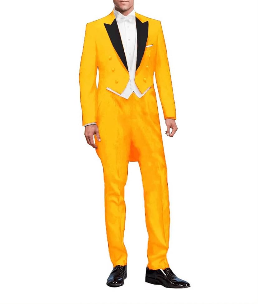 Men's Black Tailcoat Suit - Groom Vest 3-Piece | Best Man Prom Formal3