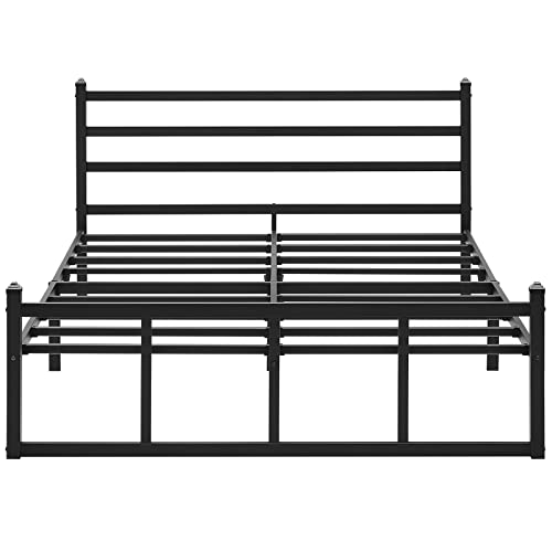 Greenforest Queen Bed Frame With Headboard Heavy Duty Metal Platform Mattress Foundation With Square Slats Support No Box Spring Needed, Black #TOP7