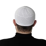 Modefa Islamic Premium Turkish Dervish Kufi Hats for Men Lightweight Breathable Muslim Cap One Size Fit (US, Alpha, One Size, White)