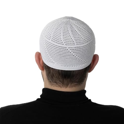 Modefa Islamic Premium Turkish Dervish Kufi Hats for Men Lightweight Breathable Muslim Cap One Size Fit (US Alpha One Size White)