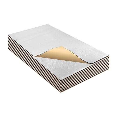 A ABSOPRO 5mm 0.45㎡ Tappetino Insonorizzante per Auto Materiale Termoisolante Autoadesivo per Cappuccio Barca Copertura Motore Tono Argento Vetroresina 25cmx18cmx5mm 10 pezzi