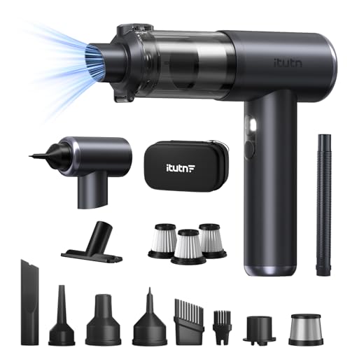 Vacuum/Air Duster 100,000RPM Super Power Car Vacuum Portable Cordless, 20000PA Powerful Suction,7800mAh,High Power, LED Light, Dual Filter, Car Vacuum Cleaner & Air Duster for Home, Desk, PC, Keyboard