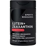 Sports Research® Lutein and Zeaxanthin Capsules - Eye Health Support Supplement Made with Lute-Gen® and Organic Coconut Oil - Vegan Friendly & Non-GMO Verified - 120 Veggie Softgels