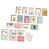 SEWACC Geburtstagskarten Satz mit Umschlägen aus Karton 20 Blanko Grußkarten für Erwachsene Selbstgemacht Schreibkarten für Geburtstagsfeiern und Persönliche Glückwünsche